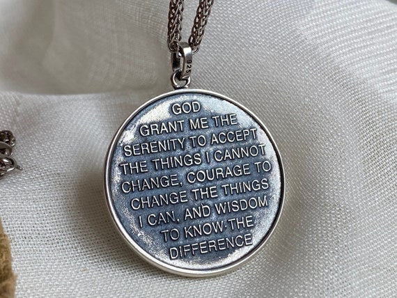 Large Pendant Big Praying Hands Serenity Prayer Medal Necklace