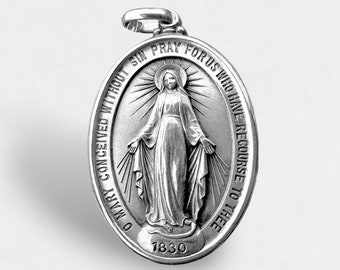 Sterling Miraculous Medal Chapel Silver Virgin Mary Vintage Catholic ...