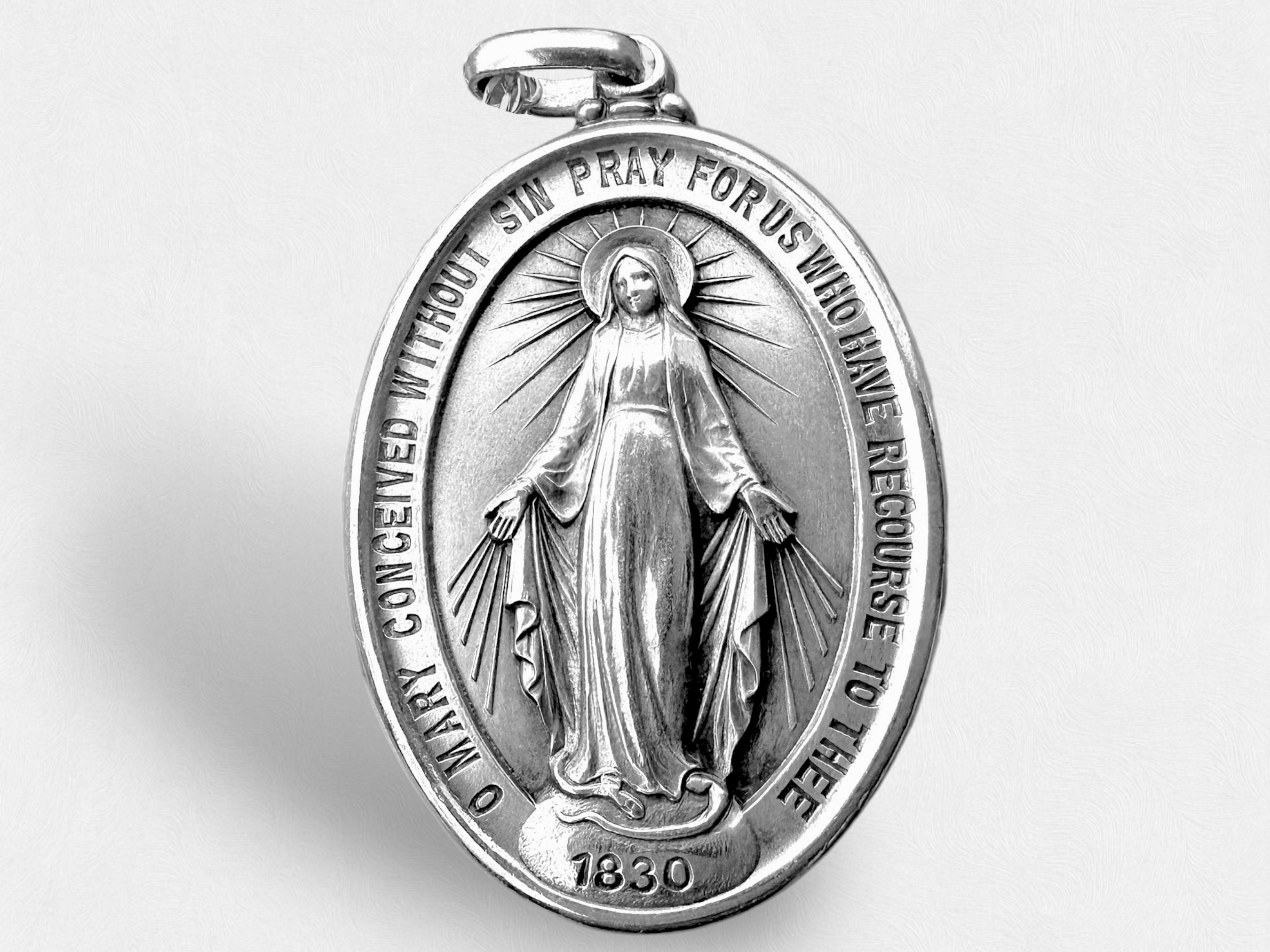 Miraculous Medal charm sterling silver fits Pandora Catholic -  Portugal