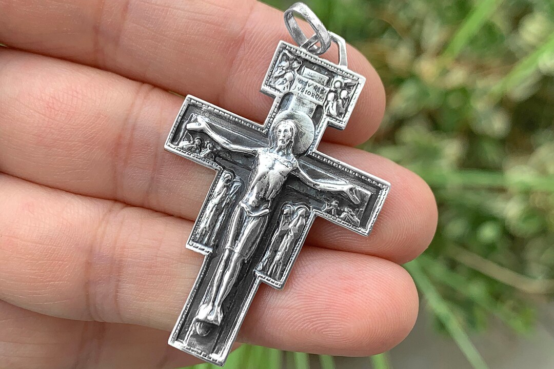 Saint Damien Cross Jesus St Francis of Assisi New Product, 925 Sterling