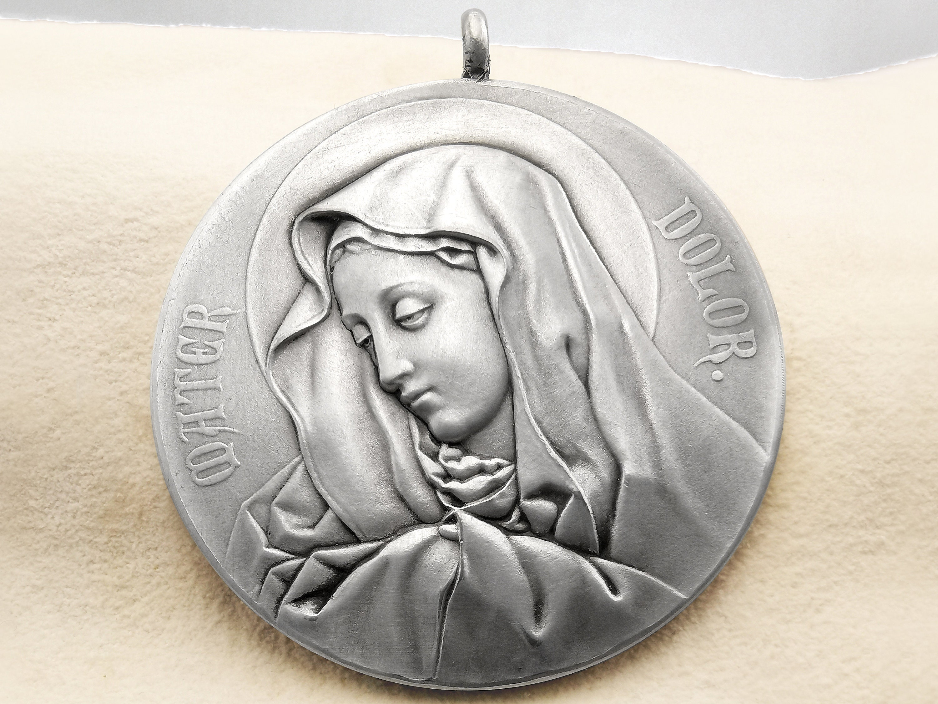 Grande Médaille Antique de La Vierge Marie Mater Dolor et Pius X Ponte Max Very Large Medal Virgin M