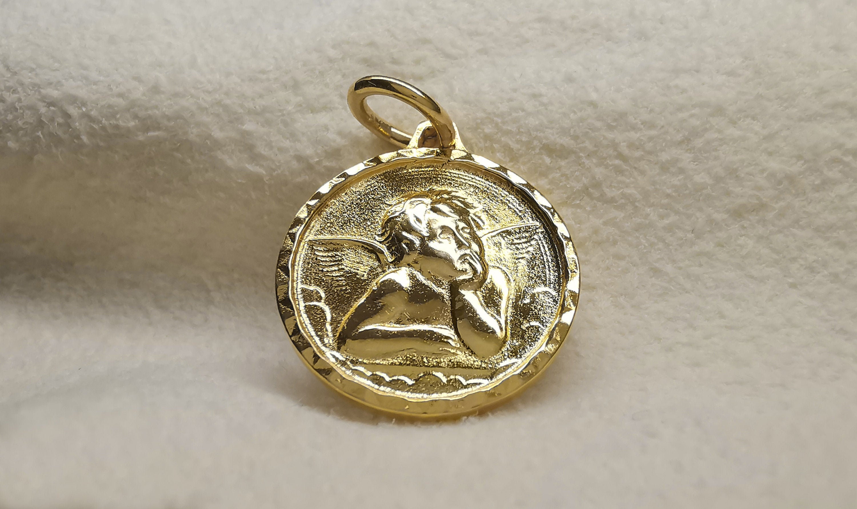 Médaille Plaqué Or Petit Ange Angelot Raphael Argent Massif/Little Angel Medal Protection Protect , 