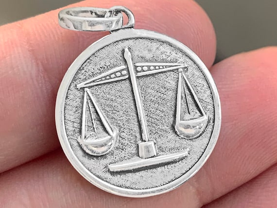 Pendentif Signe Astrologique Balance Argent Sterling 925 Massif