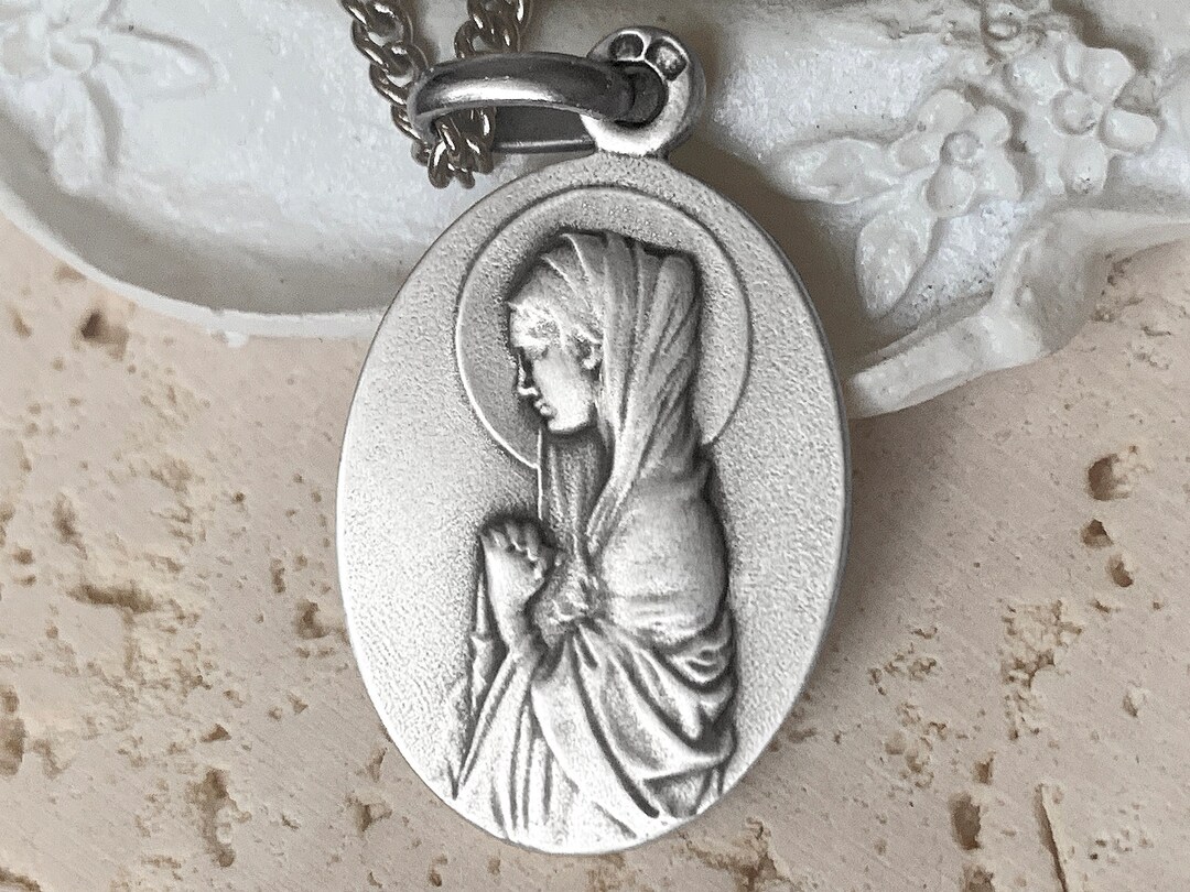 Pendentif Ancien En Argent Massif 925 - Vierge Religieuse - Bijou Vintage Occasion