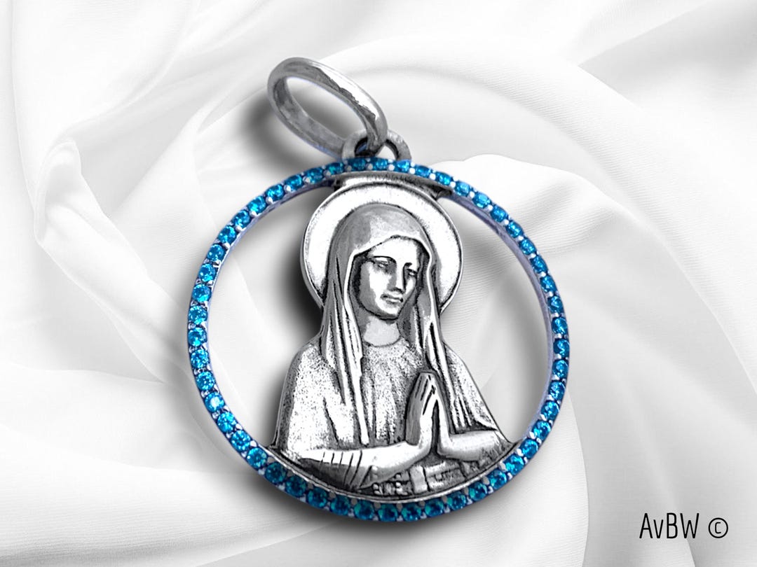 Our Lady of Lourdes Medal, Virgin Mary Apparition Pendant, 925 Sterling ...