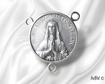 Heart of Rosary, Lourdes, I am the immaculate conception - Virgin Mary - Apparitions - Sterling Silver - Devotion, Prayer - Christian Gift