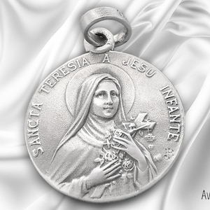 Medal of Saint Teresa in silver, Sancta Teresia a jesus infante New product, 925 Sterling Silver, necklace, pendant