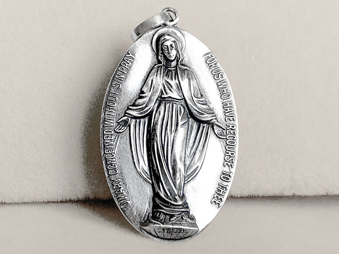 Médaille Miraculeuse de la Vierge Marie Argent Massif 925 / | Etsy