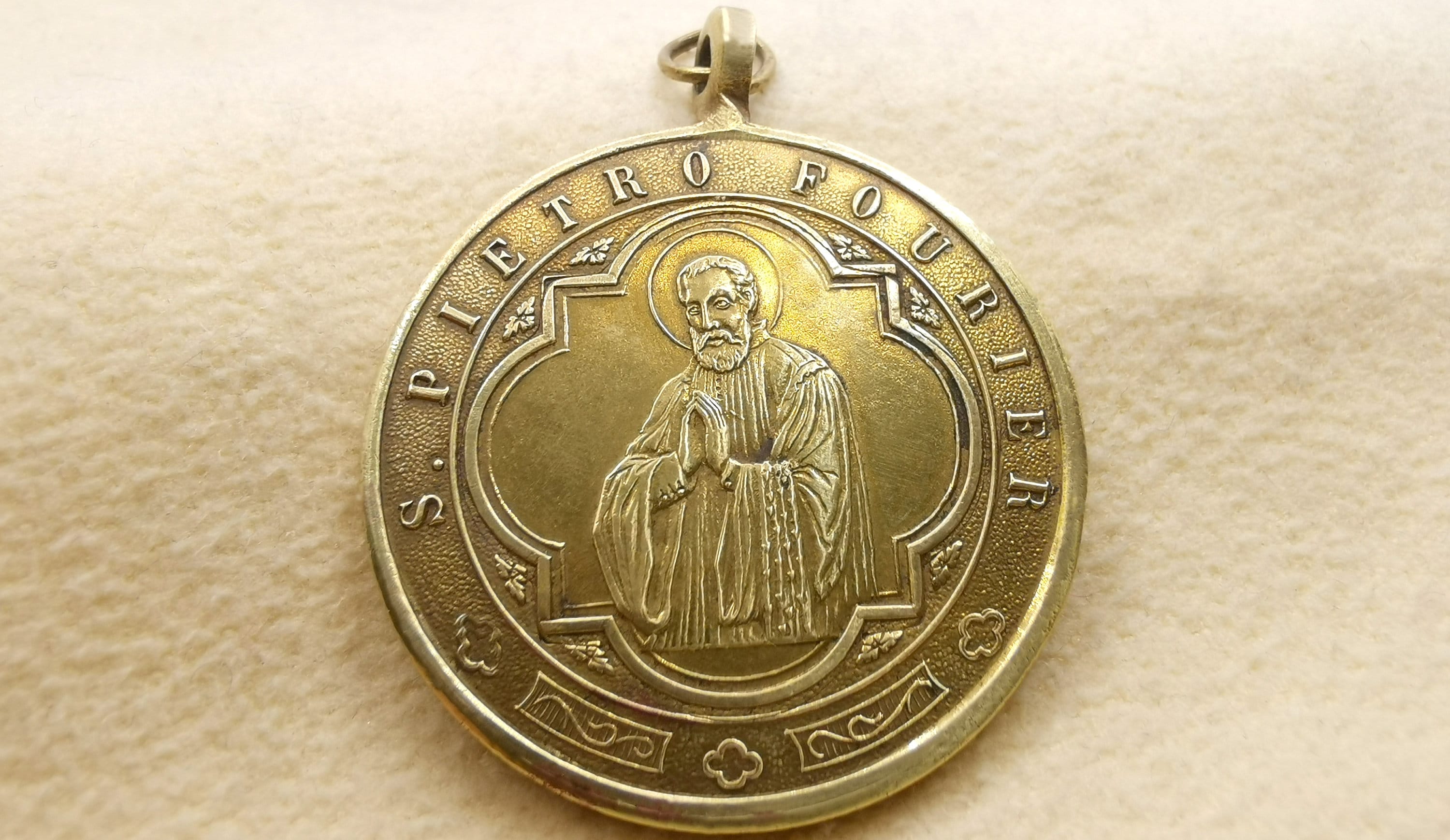 Médaille Antique de Saint Pierre Fourier/Roma Catholic Religious Medal Leone Xiii & Pietro Fourier