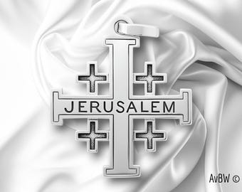 Sterling Silver Eastern Christian Jerusalem Cross - Sacred Treasure Embodying the Ancient Heritage of the Christian Faith, religious gift.