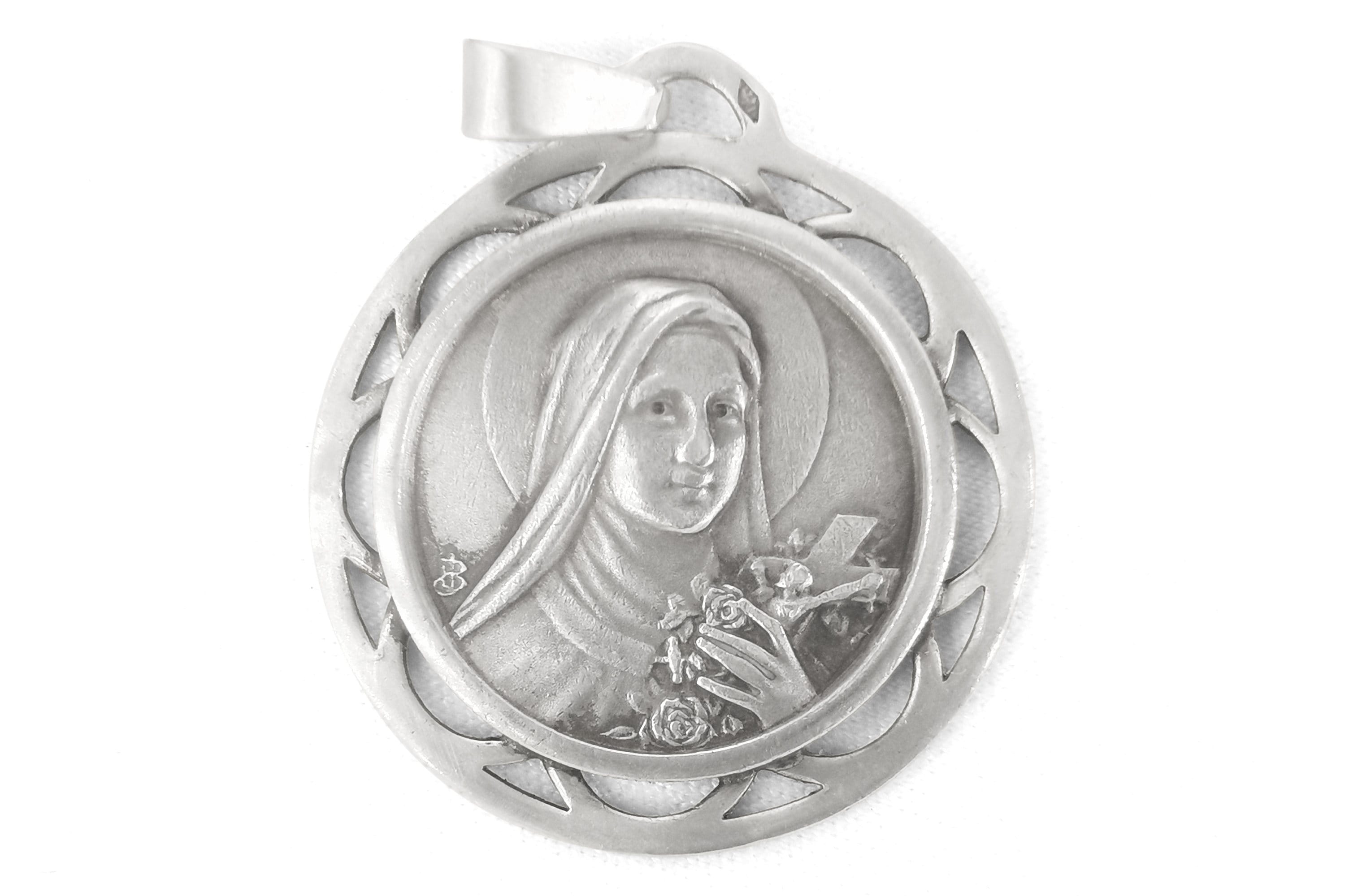 Médaille Antique, Notre Dame de Lisieux Argent Massif/Antique French Mary Medal, Lisieux, Signed Jb,