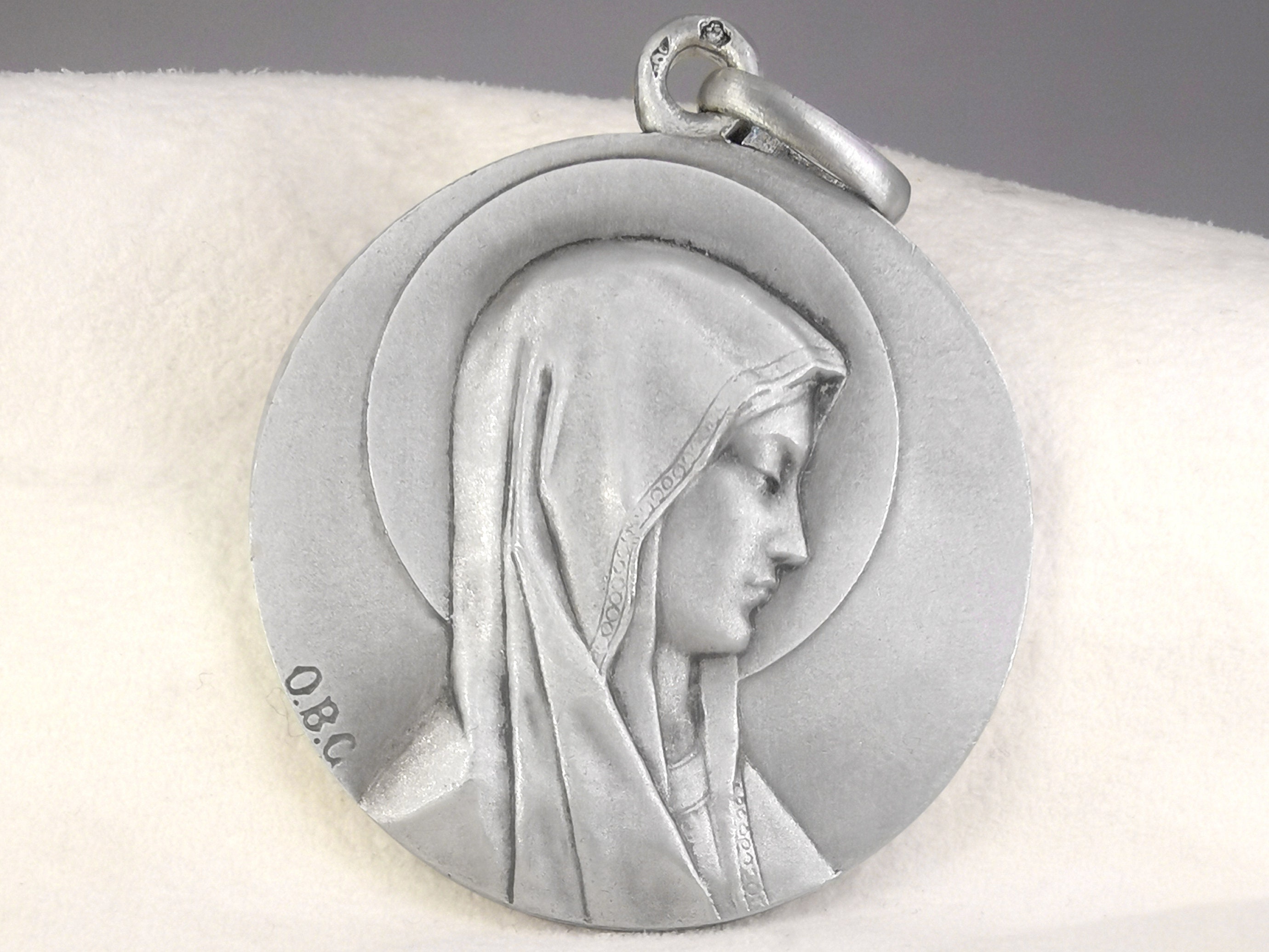 Médaille Antique de Lourdes, Argent Massif, Heavy French Catholic Religious Lourdes Medal, Sterling 