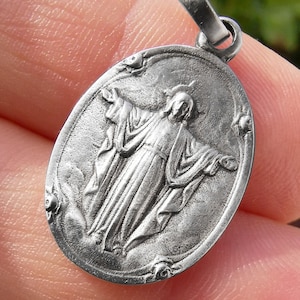 Médaille Religieuse Jésus bras ouverts en Argent Massif 925, Jesus Religious Catholic Sterling Silver Medal, Open Arms, God bless me,