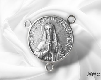 Cœur de chapelet, Lourdes, Je suis l'immaculée conception - Vierge Marie - Apparitions - Argent Massif - Dévotion, Prière - Cadeau Chrétien