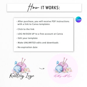 Knitting Logo | Watercolor Yarn Logo | Crochet Premade Logo | Handmade ...