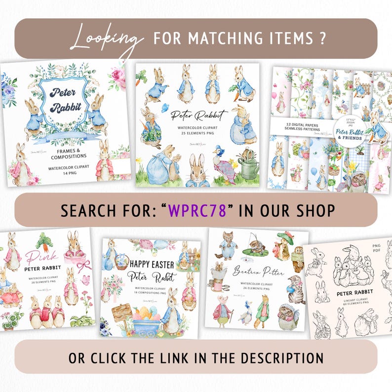 Clipart Peter Rabbit | Aquarel bloemen konijn png | Beatrix Potter-kunstafbeeldingen | Schattige konijntjeslijst | Bloemenlijst babykamer | WPRC78 afbeelding 4