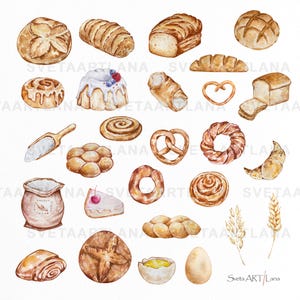 Digital bakery clipart set with 27 elements