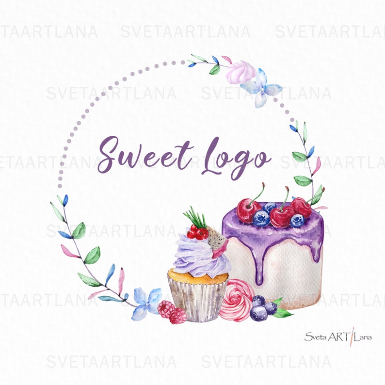 watercolor cupcake logo