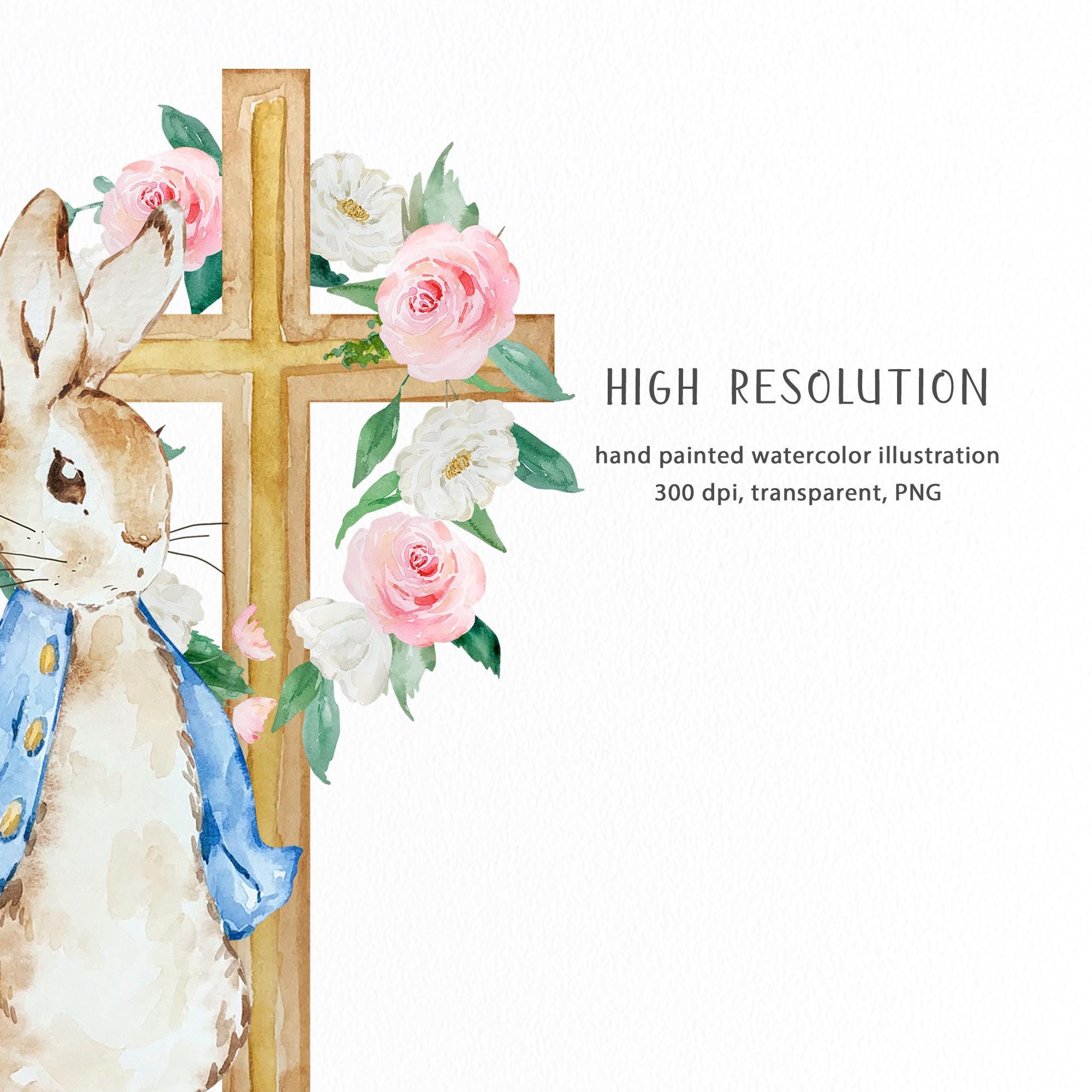 Peter Rabbit Happy Easter Clipart | Watercolor Rabbit PNG | Easter ...
