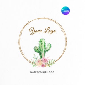 Kaktus Boho Logo | Vorgefertigtes Logo für Shop oder Website | Aquarell Kaktus Logo | Fotografie Logo | Blumen-Boutique-Logo | handgemachtes Geschäft