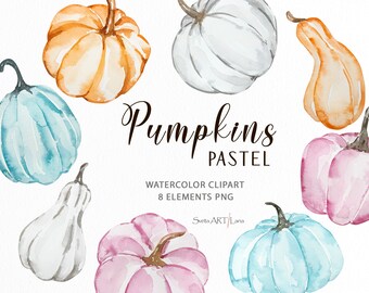Watercolor Pumpkins Pastel Clipart | Autumn Pumpkins png | Fall Clipart Pumpkin Illustration | Aestethic Watercolor Farmhouse | Thanksgiving
