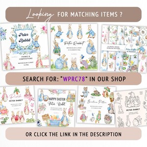Peter Rabbit Pink Clipart | Watercolor Rabbit PNG | Beatrix Potter art images | Cute Bunny Flopsy illustrations | baby nursery | WPRC78 image 4