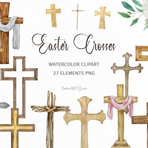 Kreuz Clipart | Religiöses Ostern Clipart png | Taufkreuz aus Holz | Blumenkreuz Sublimation png | Erstkommunion Baby Clipart