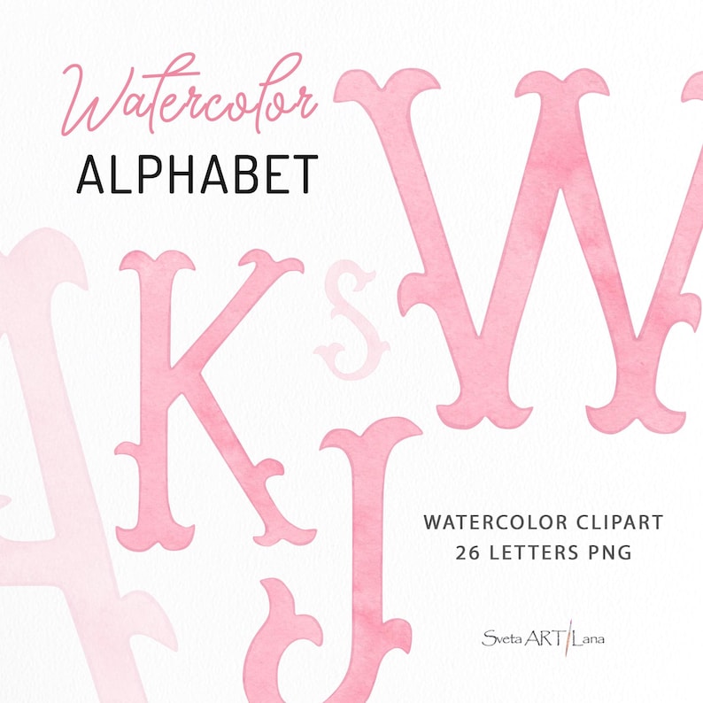 Lettere rosa chiaro vintage ad acquerello / Clipart alfabeto monogramma / Lettera calligrafica per matrimonio / Iniziali stemma fai da te / Design Chinoiserie immagine 1