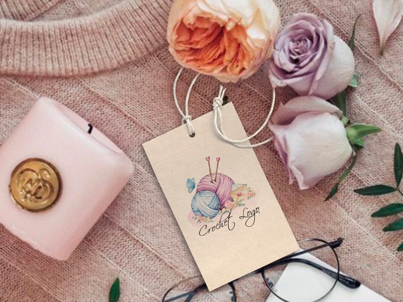 Knitting Logo | Watercolor Yarn Logo | Crochet Premade Logo | Handmade ...