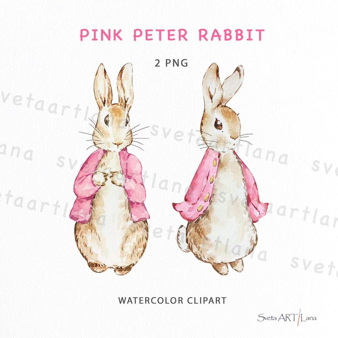 ピーターラビットのピンクのクリップアート | 水彩ピンクのフロプシー