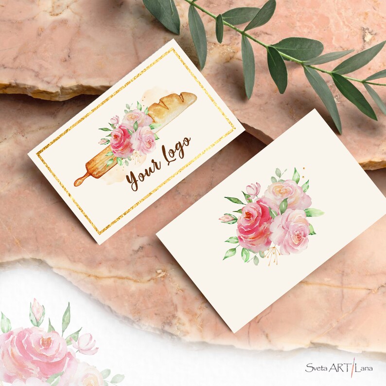 Premade Baking Rolling Pin Logo. Watercolor Logo Bakery Etsy