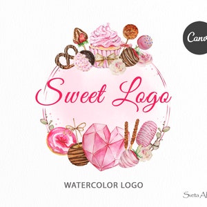 Heart Breakable Logo | Watercolor Strawberry Logo | Cakesicle logo | Sweet Treats Premade Logo | Cake Pops Logo | Bakery logo | Baking Logo