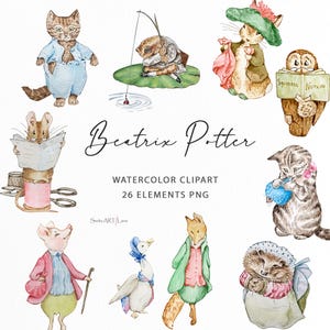Peter Rabbit Clipart | Aquarell Tier PNG | Beatrix Potter Kunstbilder | Niedliche Hasenillustration | Kinderzimmer Babyparty Design