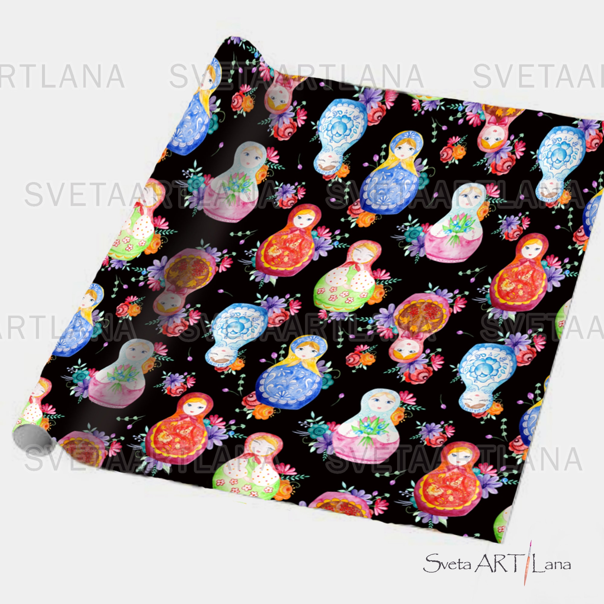 Matryoshka Digital Paper Nesting Dolls Patterns Russian | Etsy