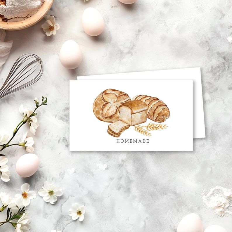 Rustic bread and bakery illustration in watercolor style