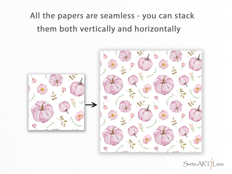 Pumpkins and Flowers Digital Paper | Watercolor Pastel Pumpkin Seamless ...