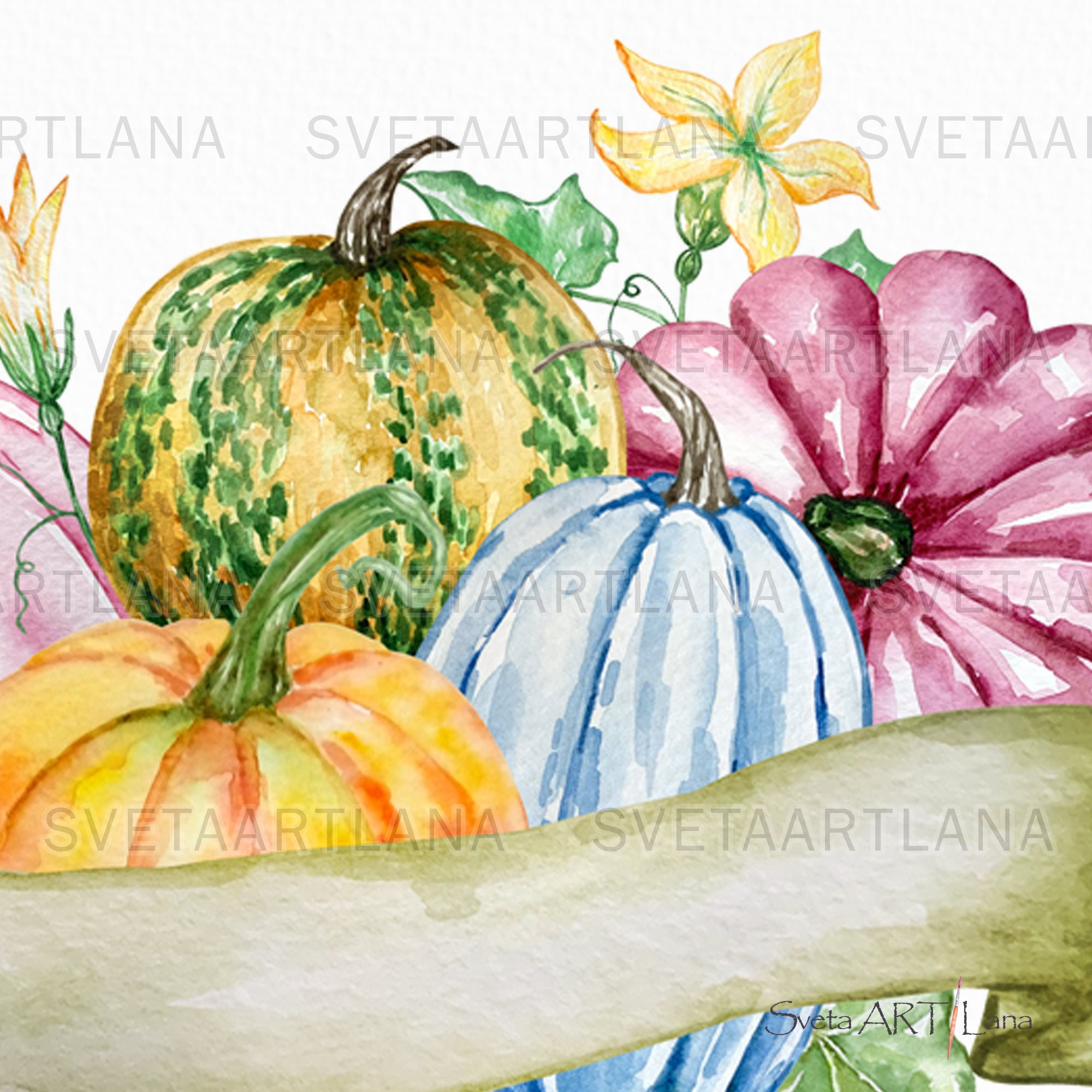 Watercolor Autumn Pumpkins Clipart | Fall Pumpkins Png | Watercolor ...