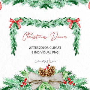 Decoração de Natal PNG clipart | Bordas florais de inverno em aquarela | Grandmillennial clipart | Molduras de Natal png | Bordas de vegetação clipart