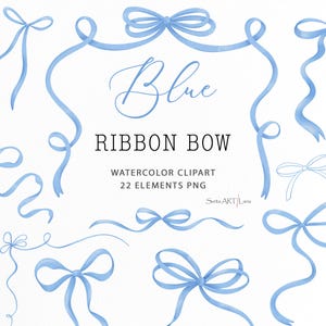 Clipart de nœud papillon bleu aquarelle | Nœud bleu aquarelle | Clipart de bordures coquettes | Clipart vintage | PNG style chinoiserie bleue