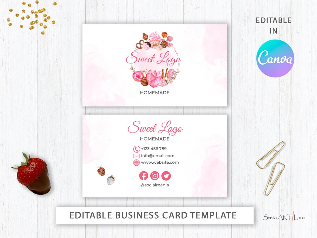 Bakery Business Card Template Custom Business Card Editable Printable ...