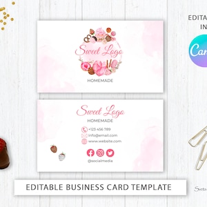 Bakery Business Card Template Custom Business Card Editable Printable ...