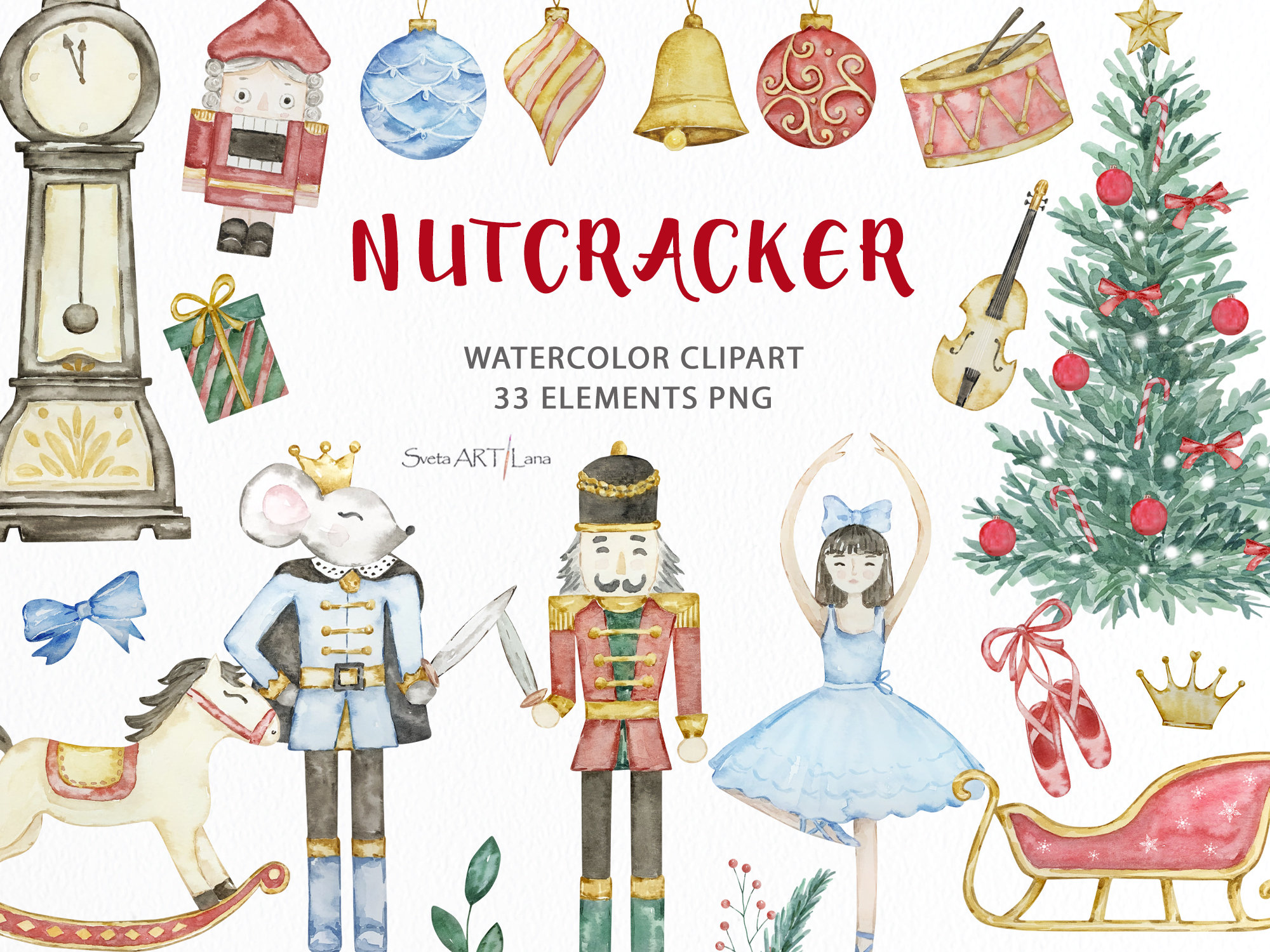 Nutcracker Christmas Clipart Watercolor Nutcracker Ballet Etsy