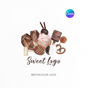 Chocolate Heart Breakable Logo | Premade Cupcake logo | Strawberry Chocolate | cakesicle logo | Bakery Treats Logo Design | custom Bake Logo