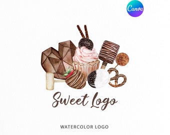 Chocolate Heart Breakable Logo | Premade CupCake logo | Strawberry Chocolate | cakesicle logo | Bakery Treats Logo Design | custom Bake Logo