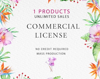 Commercial License | 1 clipart Mass Production License | Unlimited Sales for one clipart
