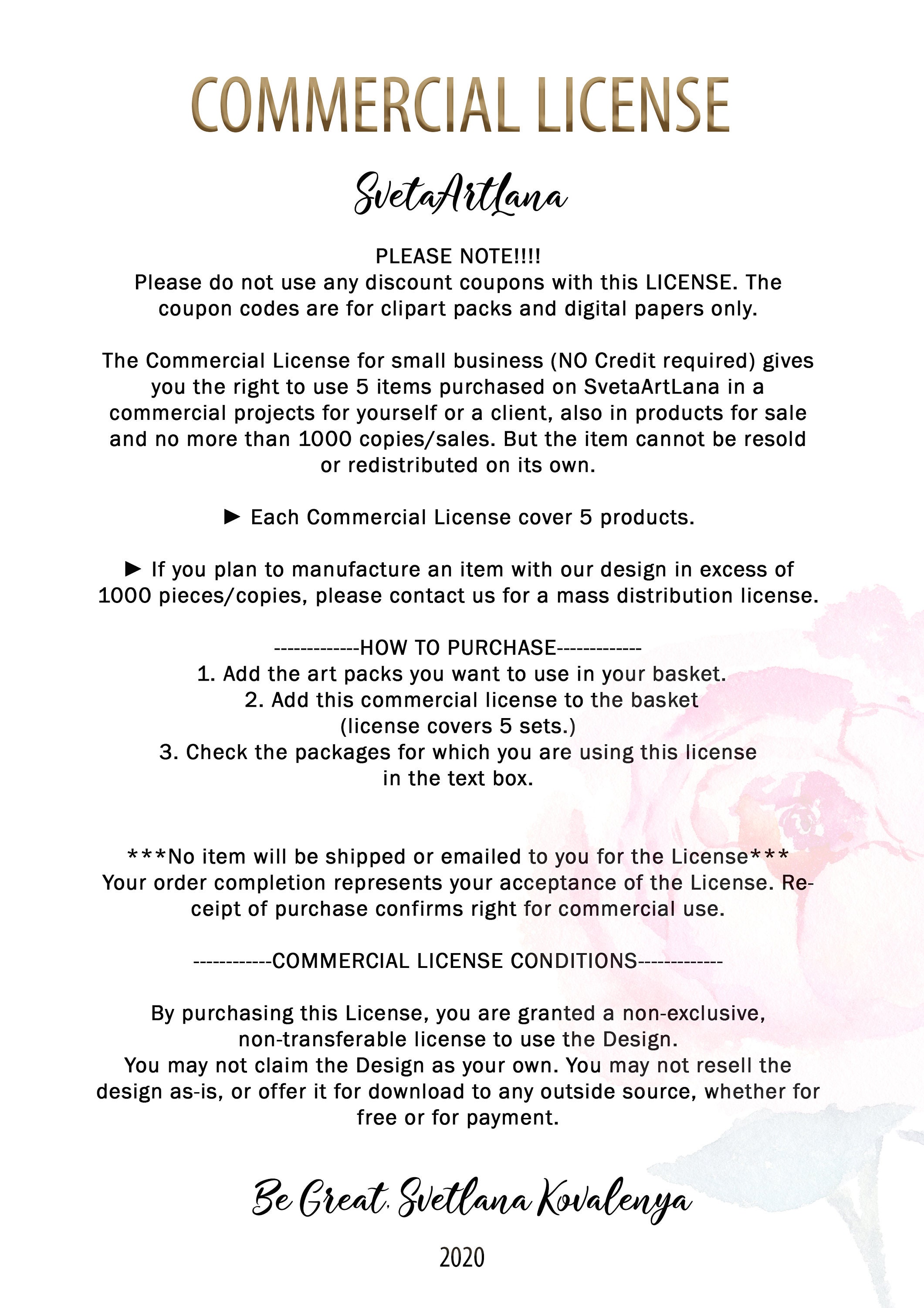 Commercial license for 5 sets of clipart | Etsy