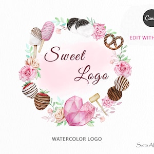 Heart Breakable Logo Strawberry Chocolate | cakesicle logo | Sweet Treats Logo Design | Cake Pops | custom logo | Bakery Logo editable