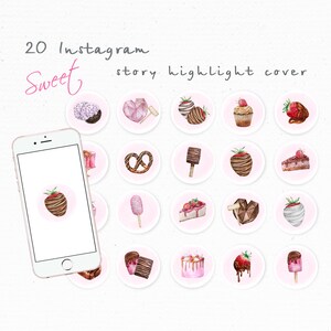 Sweet icons Instagram highlights | watercolor sweet treats instagram story covers | instagram icons | instagram home bakery | social media