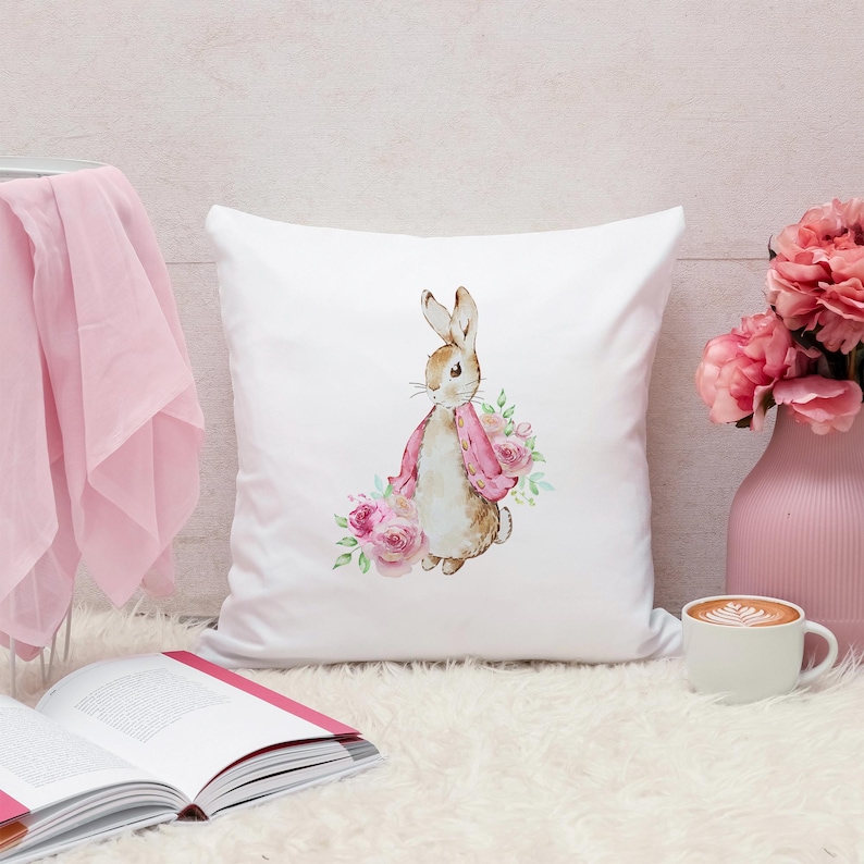 Clipart Peter Rabbit | Aquarel bloemen konijn png | Beatrix Potter-kunstafbeeldingen | Schattige konijntjeslijst | Bloemenlijst babykamer | WPRC78 afbeelding 6