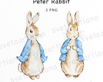 Peter Rabbit Clipart | Watercolor Peter Rabbit PNG | Beatrix Potter art images | Cute bunny illustration | baby nursery sublimation | WPRC78